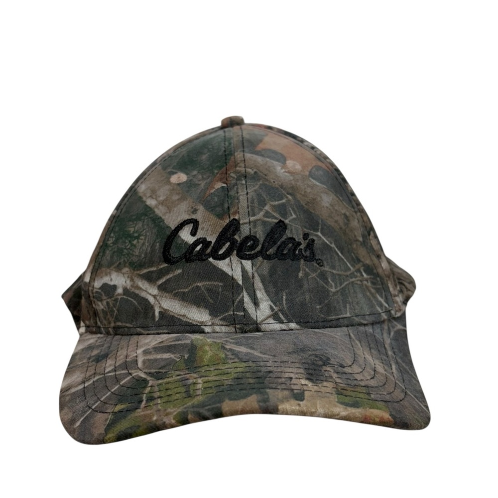 Cabelas Camo Logo Emrboidered Snapback Brown Bill Hat Country Southern OS Unisex